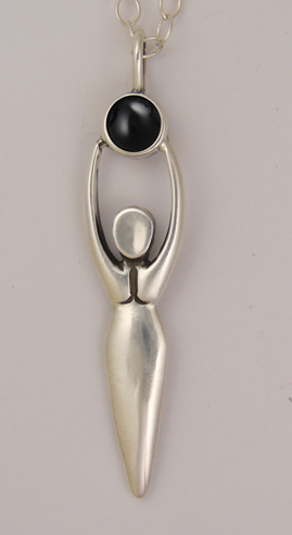 Sterling Silver Women Pendant With Black Onyx